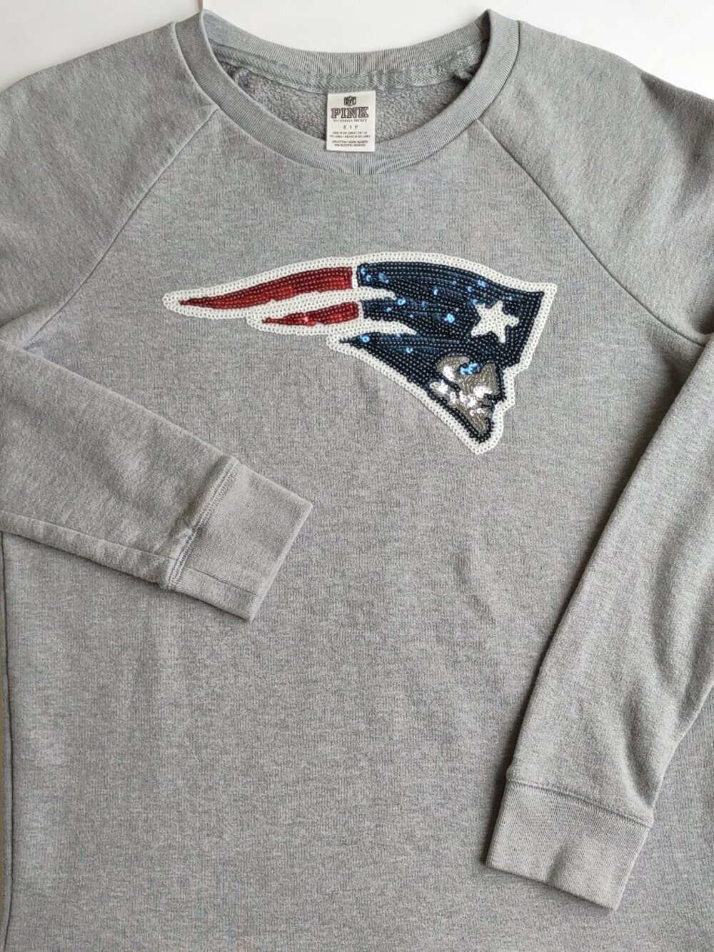 PINK Victoria Secret x Patriots Football Sweatshirt Sz Small Embellished Sporty